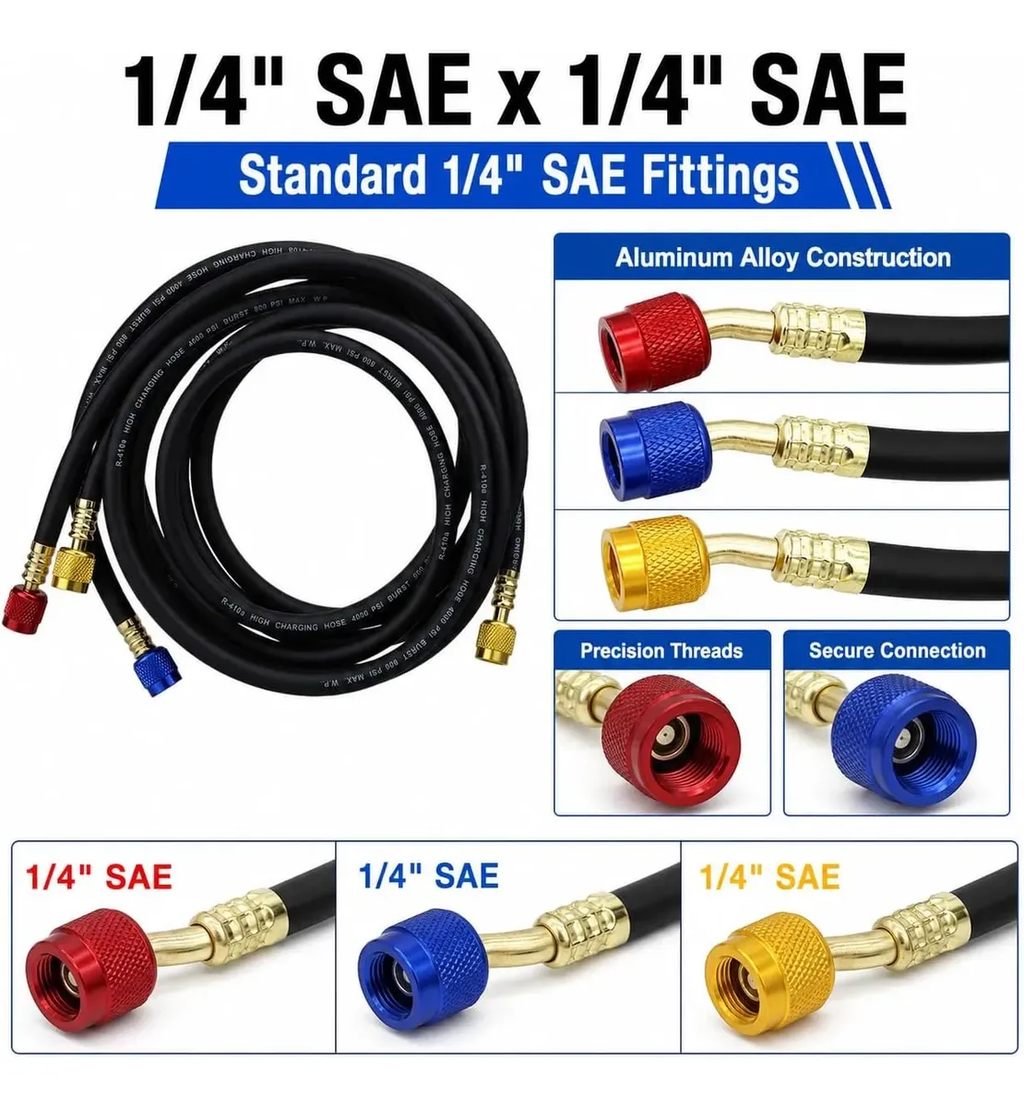 Conjunto Mangueira Manifold 90cm Preta Premium 1/4 R410a