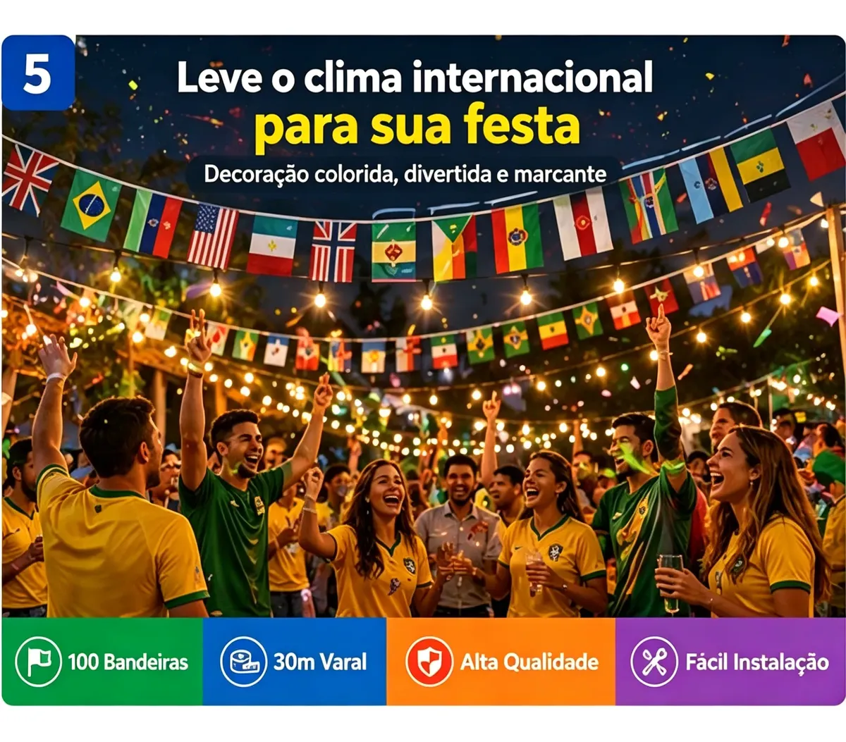 Bandeira Missões Evangelho 100 Países 30m 21x14cm
