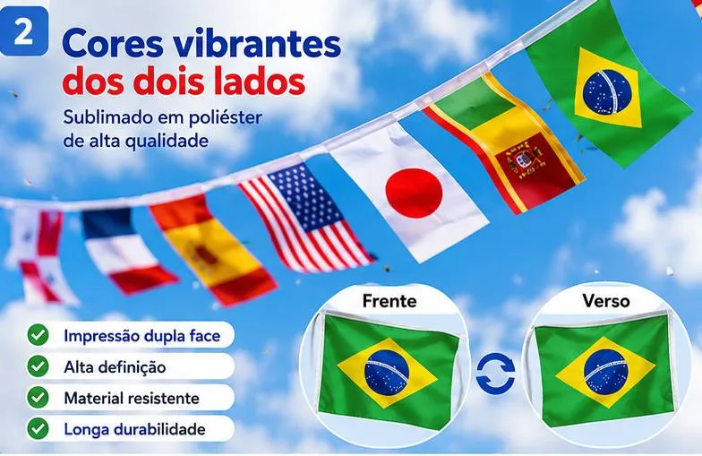 Bandeira Missões Evangelho 100 Países 30m 21x14cm