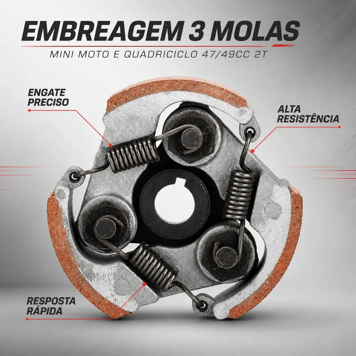 Embreagem 3 Molas Para Mini Moto Quadriciclo 2t 49cc