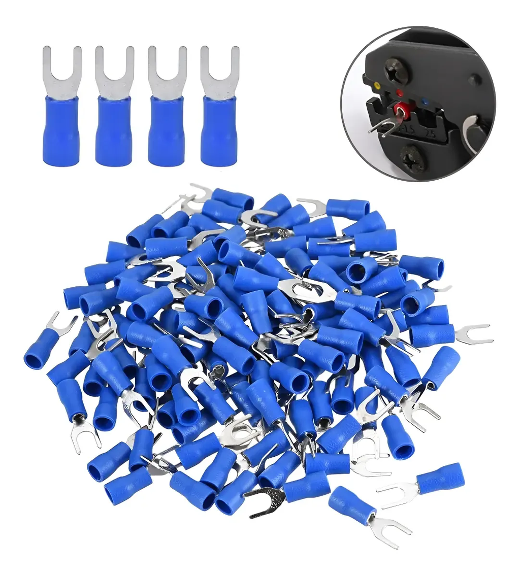 Kit 1000x Forquilha Tipo Garfo Pre Isolado 2 A 4mm