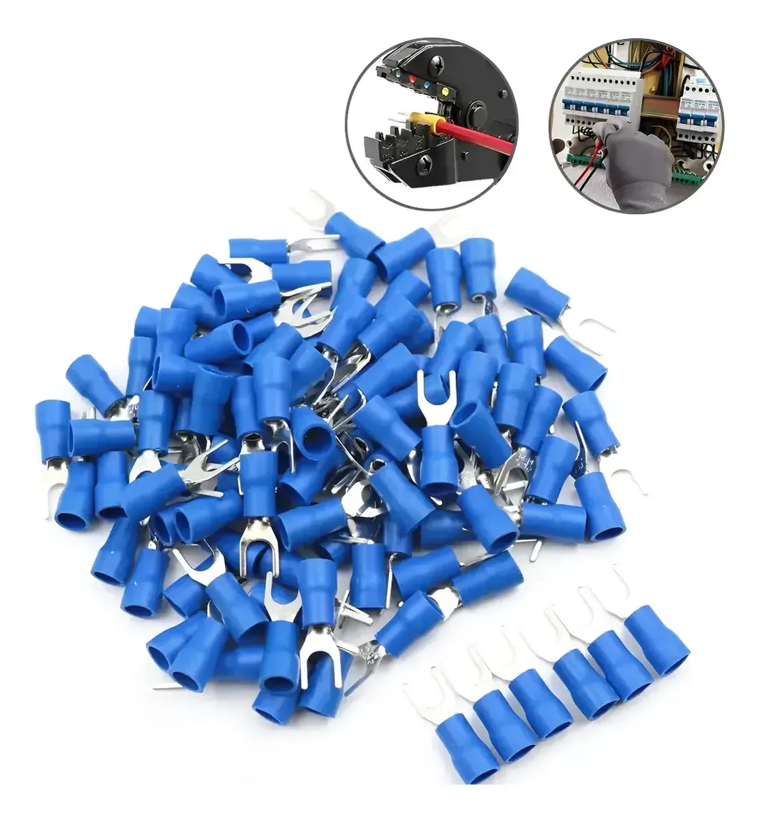 Kit 1000x Forquilha Tipo Garfo Pre Isolado 2 A 4mm