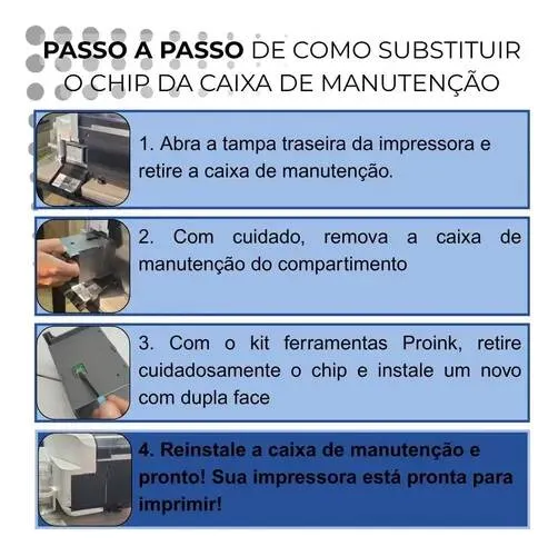 Kit 5 Chip Caixa Manutenção T3100 T5100 F500 F501 T3170 T5170