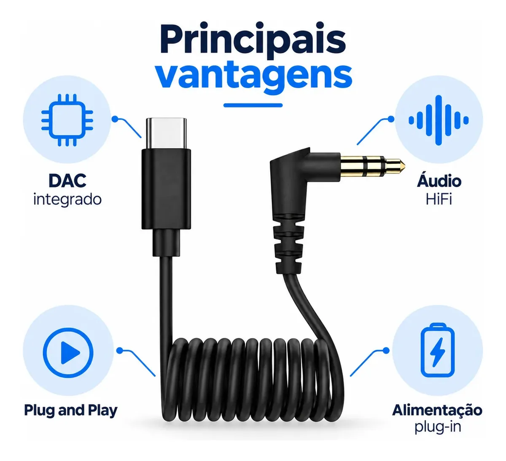 Cabo Adaptador 3.5mm Tipo C Trs P2 Para Usb-c