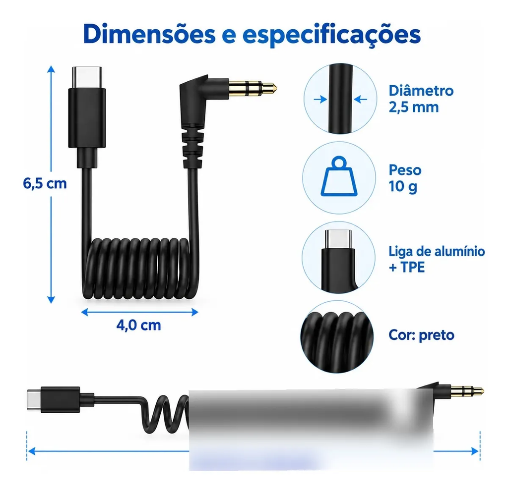 Cabo Adaptador 3.5mm Tipo C Trs P2 Para Usb-c