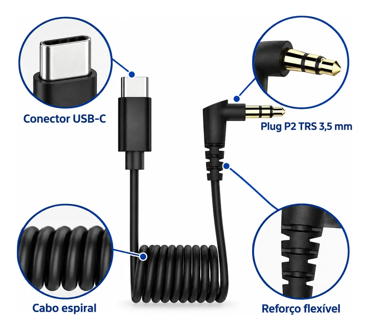 Cabo Adaptador 3.5mm Tipo C Trs P2 Para Usb-c