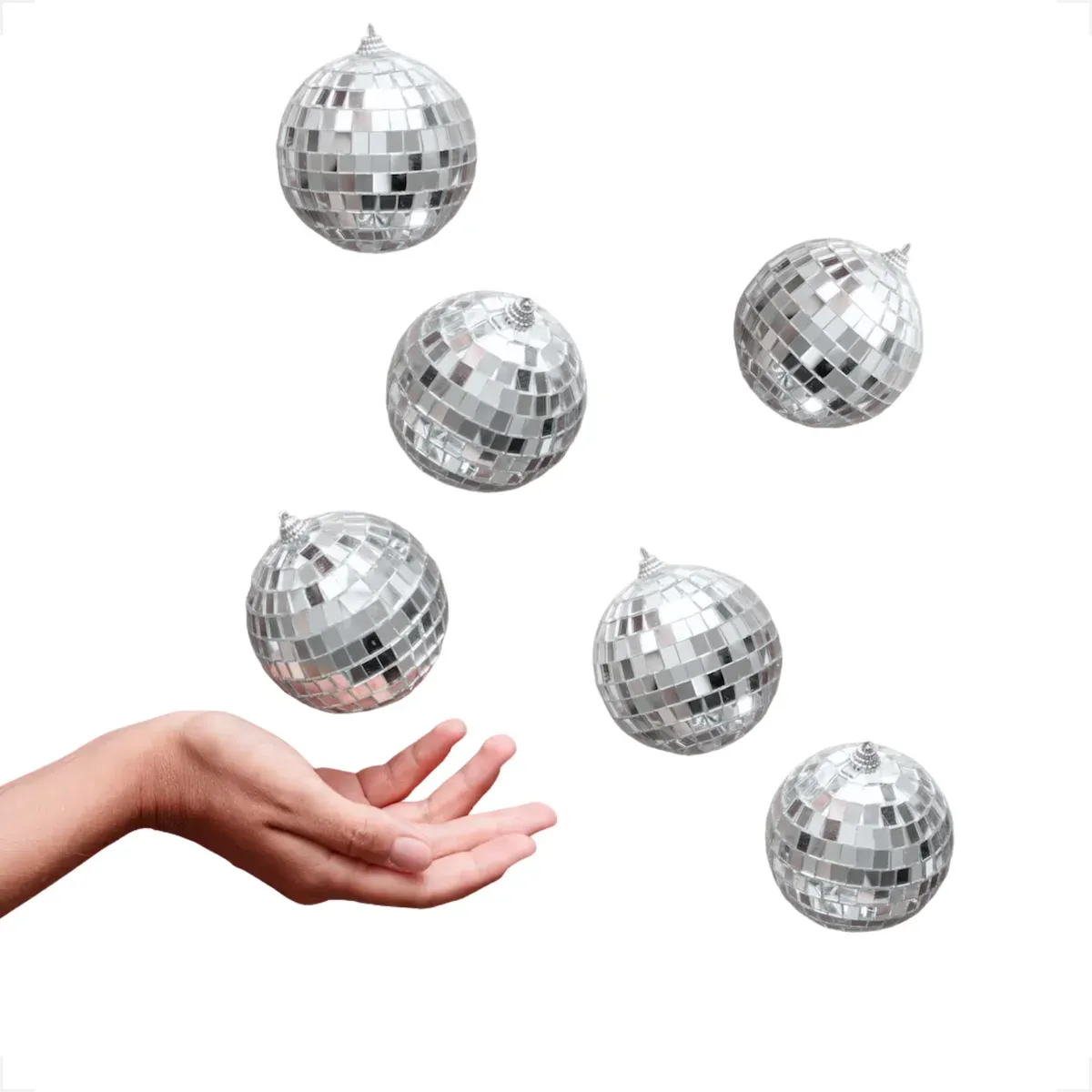 Kit 6 Bolas Vidro Discoteca Espelhos Refletor Festa Luz