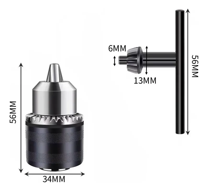 Kit Mandril Rosca 1/2 Rosca 1,5-13mm + Adaptador De Impacto