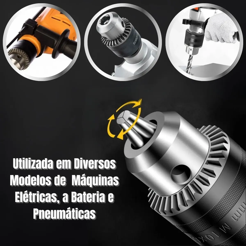 Kit Mandril Rosca 1/2 Rosca 1,5-13mm + Adaptador De Impacto