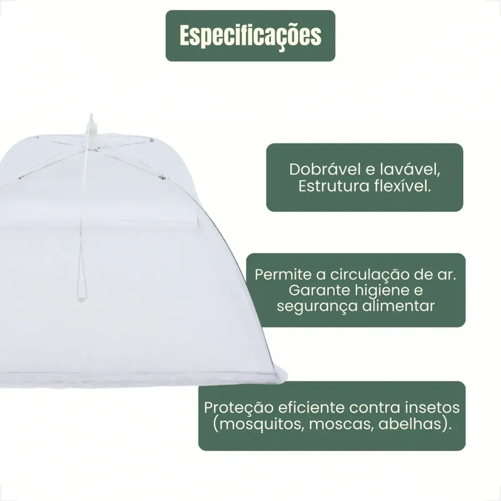 Tela Mosquiteiro Protetor Alimento Grande 48x48cm C/4 Tule