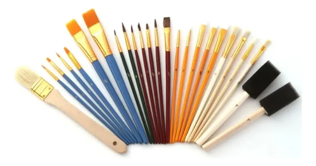 Kit 25 Pincel Pintura Tela Tinta Acrílica Óleo E Aquarela