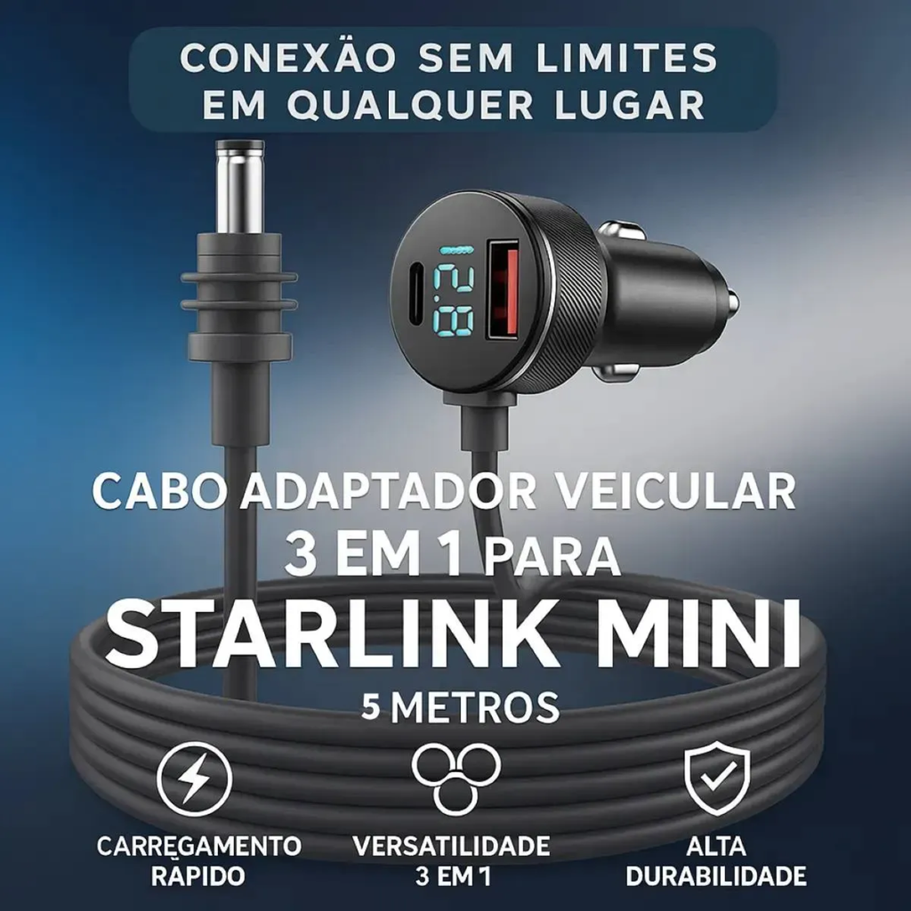 Cabo De Carregamento Veicular 3 Em 1 - 5M 12/24v