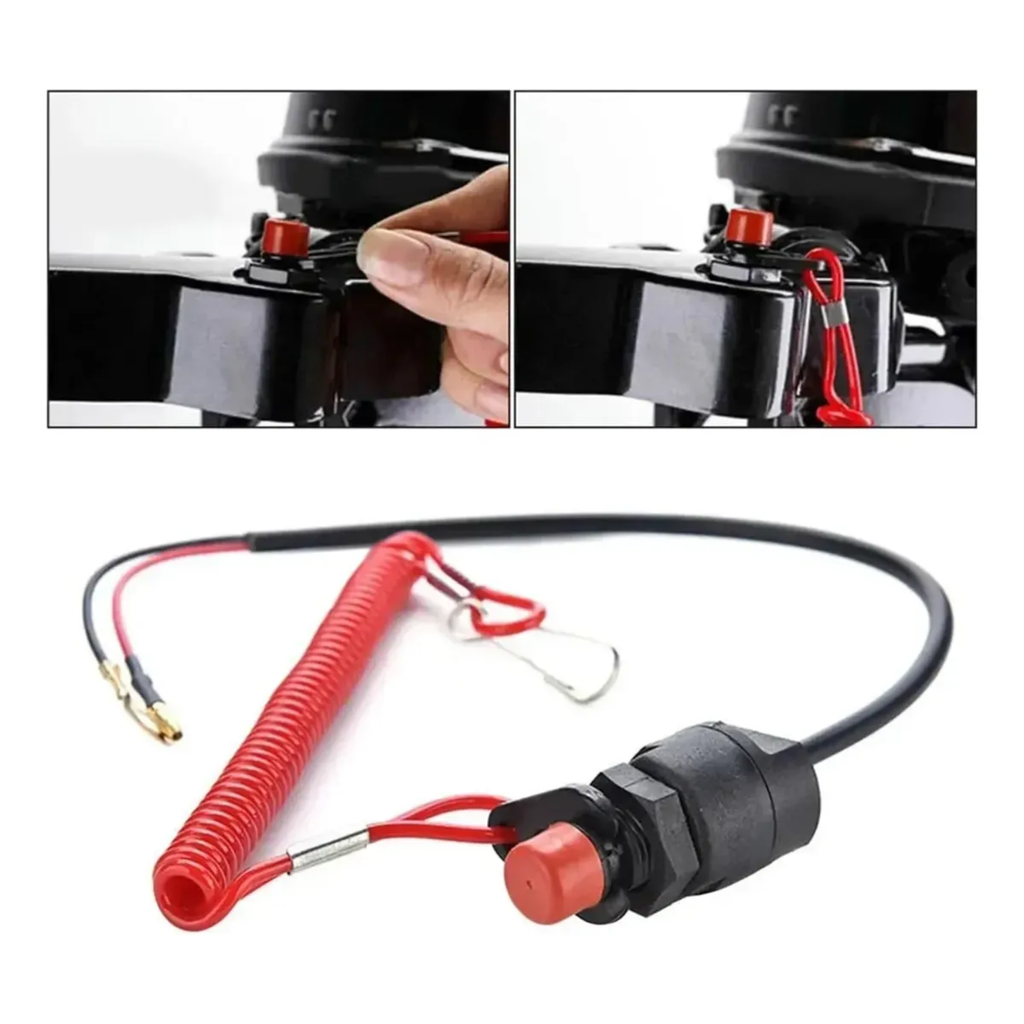 Chave Corta Corrente Cordão Motor De Popa Universal C/ Botão