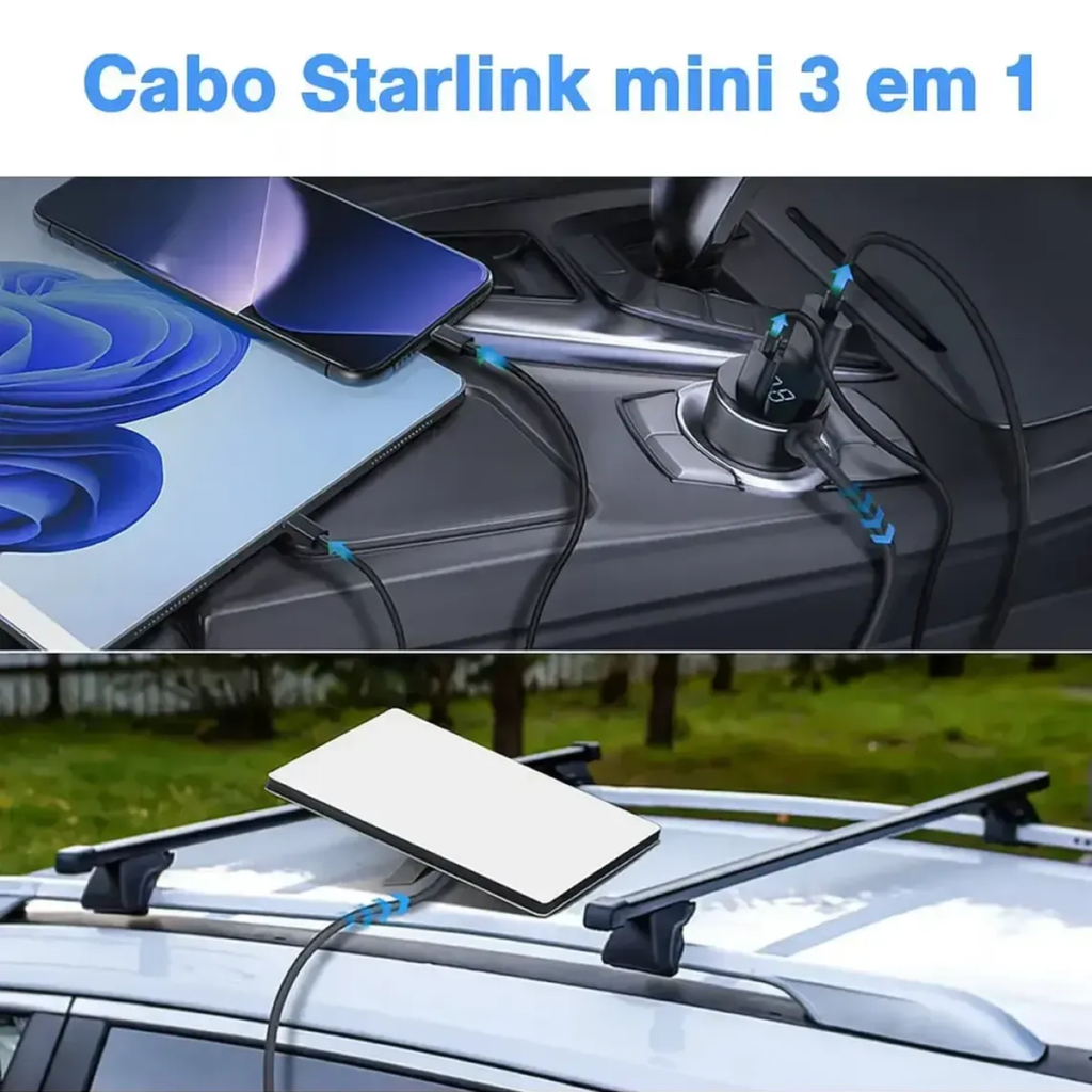 Cabo De Carregamento Veicular 3 Em 1 - 5M 12/24v