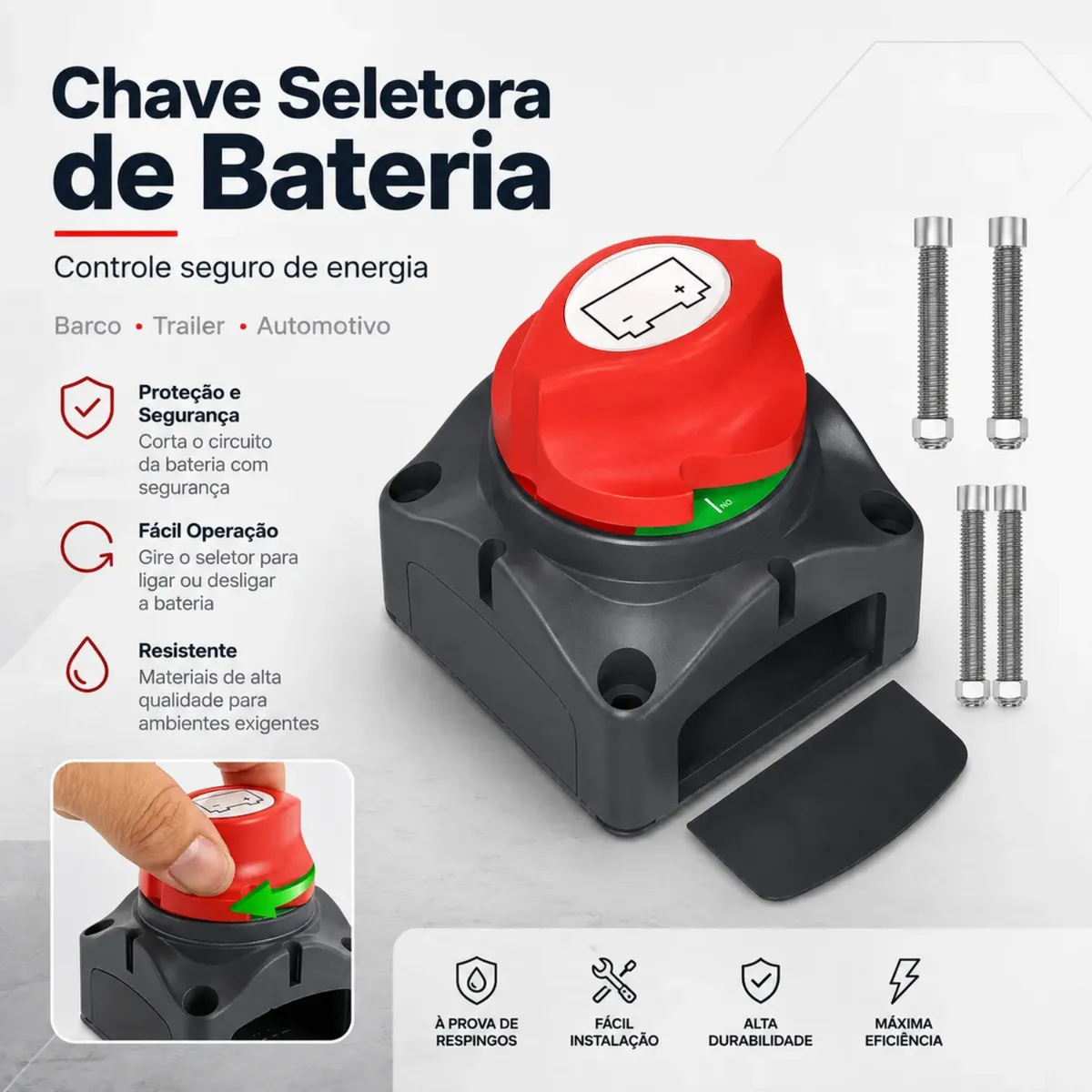 Chave Seletora De Bateria 200a Náutica Barco Trailer