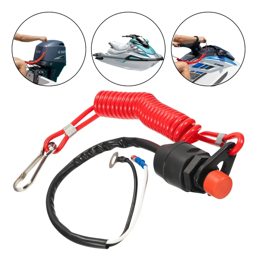 Chave Corta Corrente Cordão Motor De Popa Universal C/ Botão