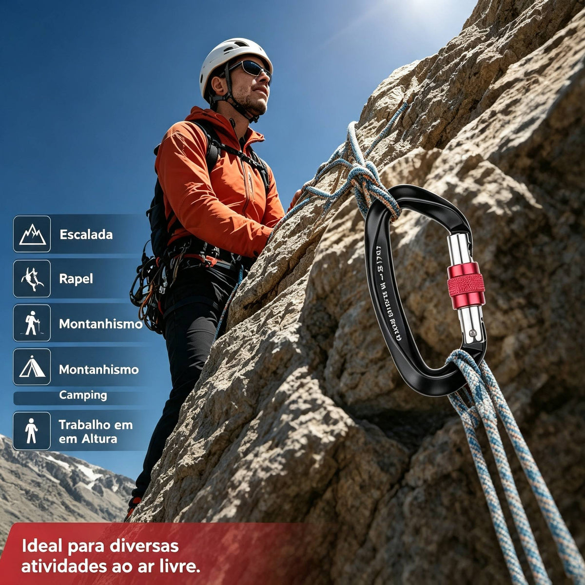 Mosquetão De Aluminio D 25kn Rapel Escalada Paraglider