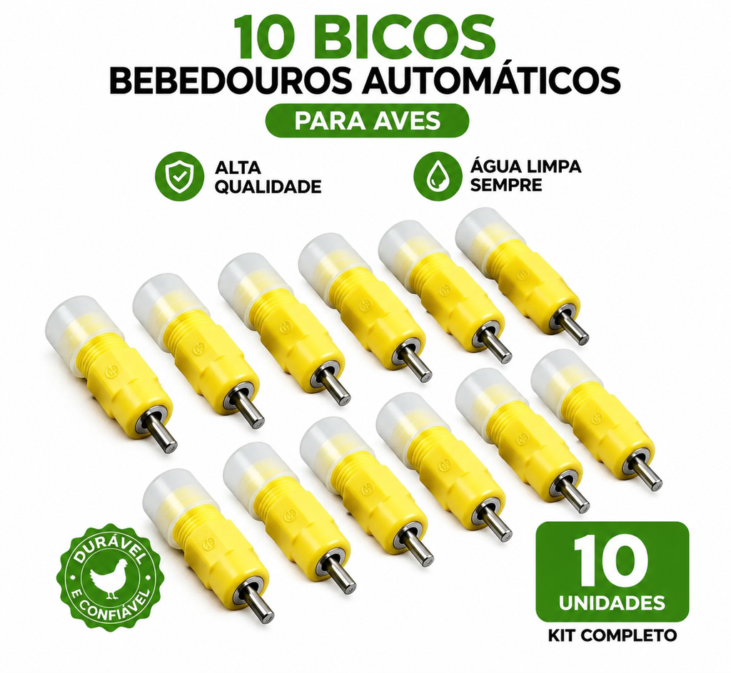 10 Unid Bebedouro Automático Tipo Niple Amarelo Para Aves