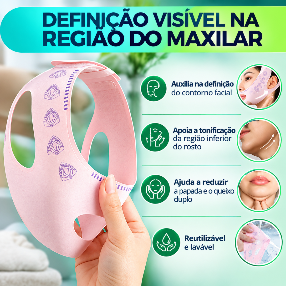 Kit 2 Máscara Modeladora Rosto Lifting Skin Care Papada