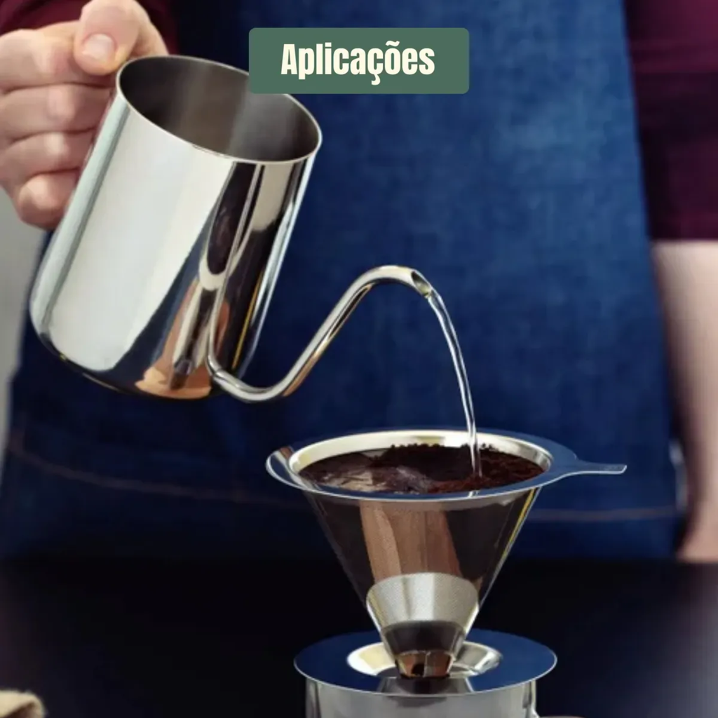 Coador Café Inox Dourado 104 Reutilizável Sem Filtro