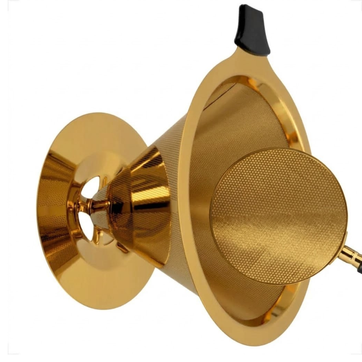 Coador Café Inox Dourado 104 Reutilizável Sem Filtro