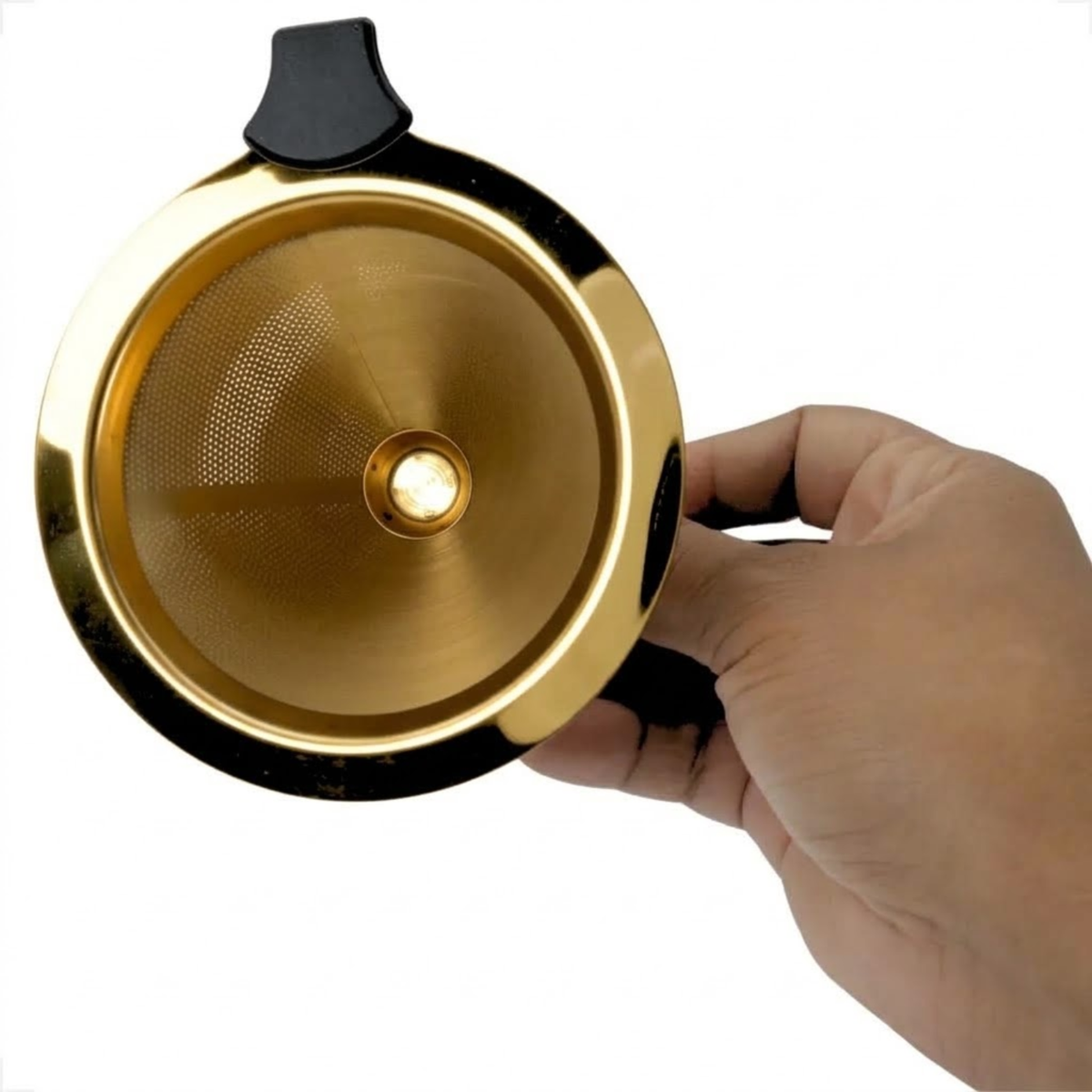 Coador Café Inox Dourado 104 Reutilizável Sem Filtro