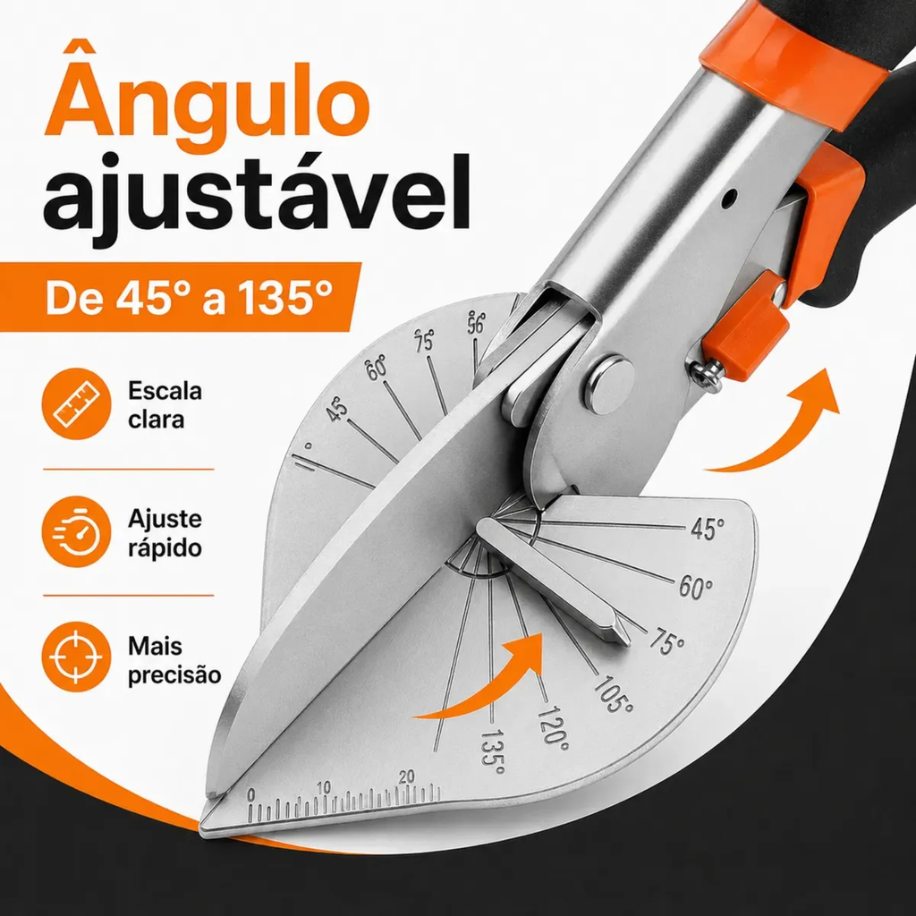 Alicate Cortador Angular Ajustável De 45 A 135 Graus Preto