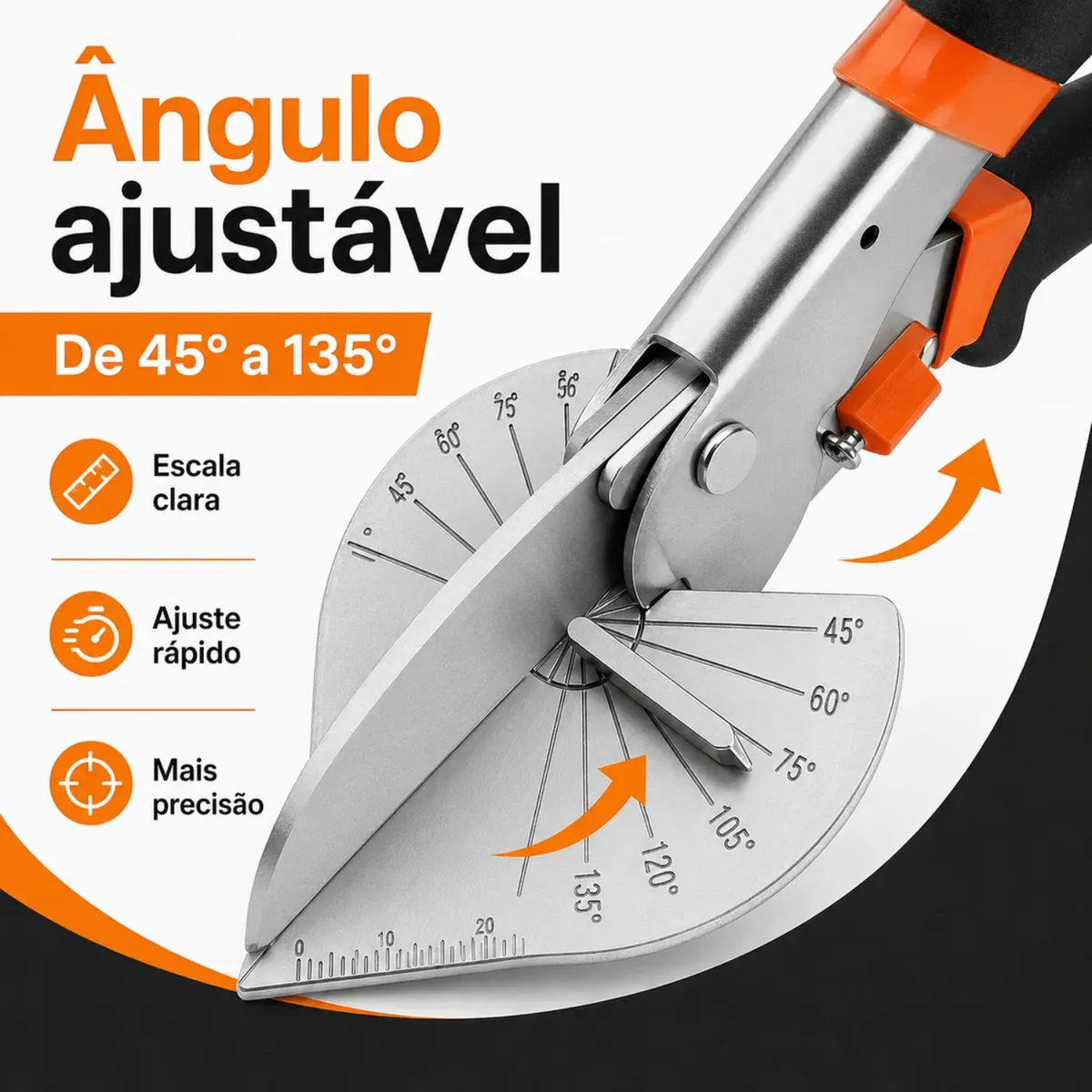 Alicate Cortador Angular Ajustável De 45 A 135 Graus Preto