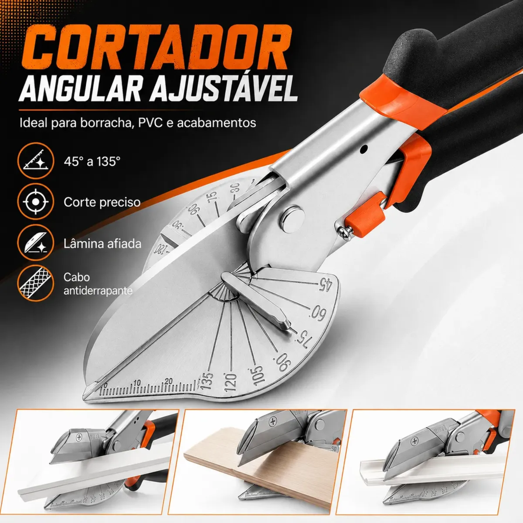 Alicate Cortador Angular Ajustável De 45 A 135 Graus Preto