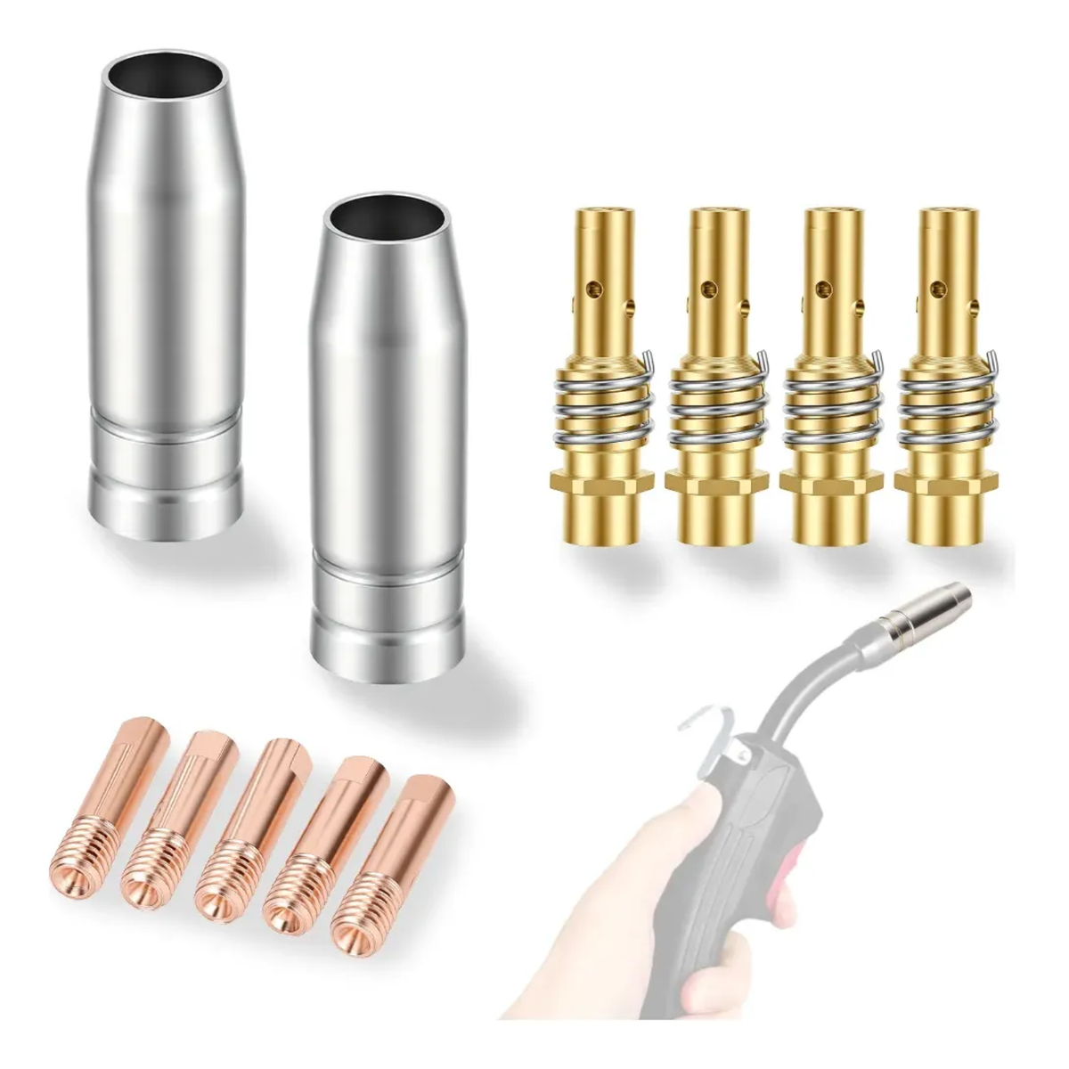 Kit Com 5 Bico De Contato 2 Bocal E 4 Difusor C/mola Tocha