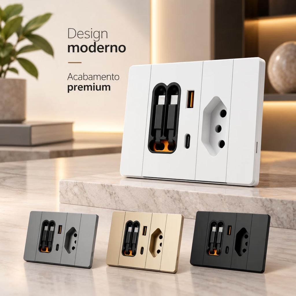 Carregador De Parede Retrátil De 20w Para Carregamento Rápido