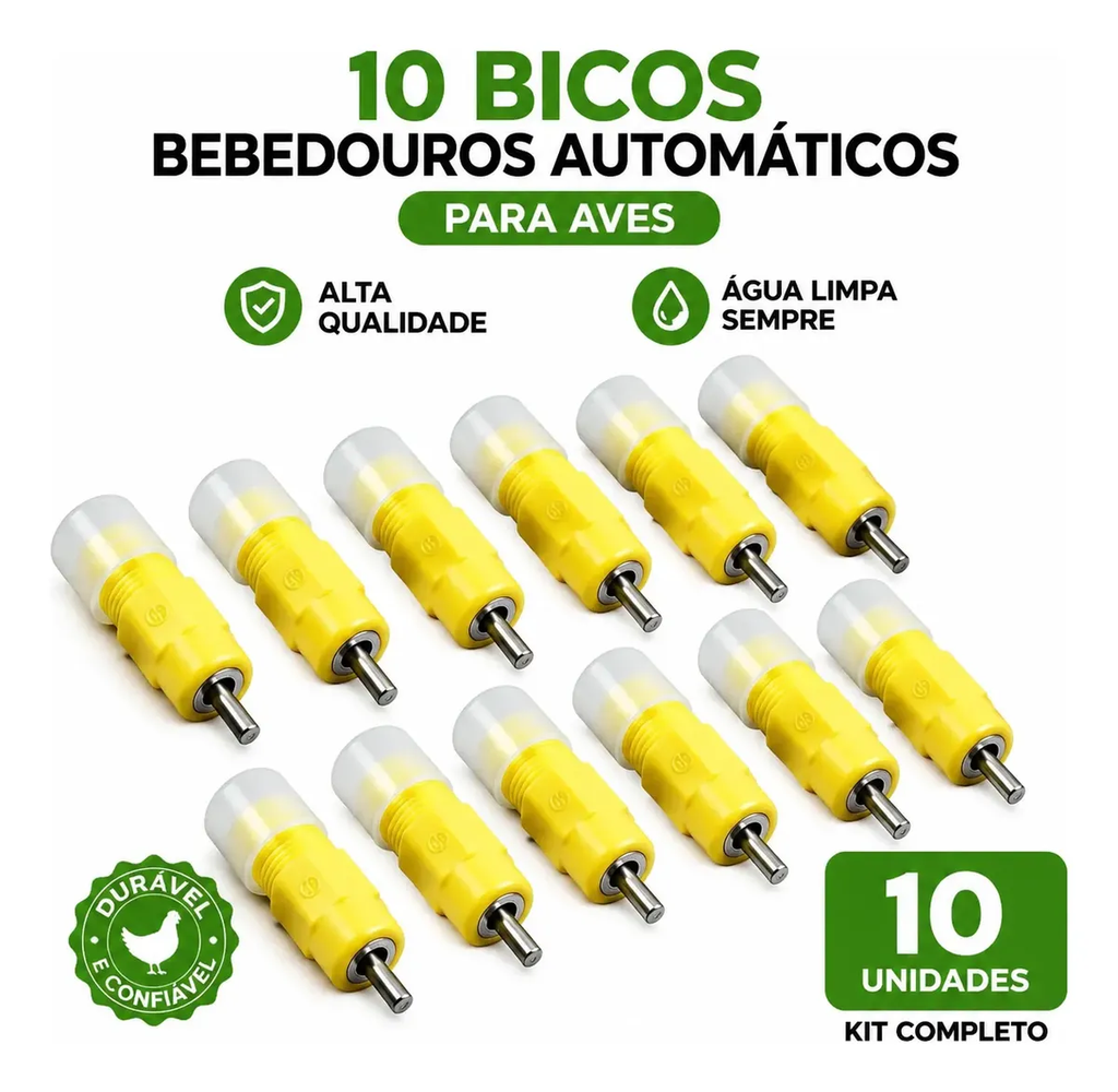 30 Unid Bebedouro Automático Tipo Niple Amarelo Para Aves