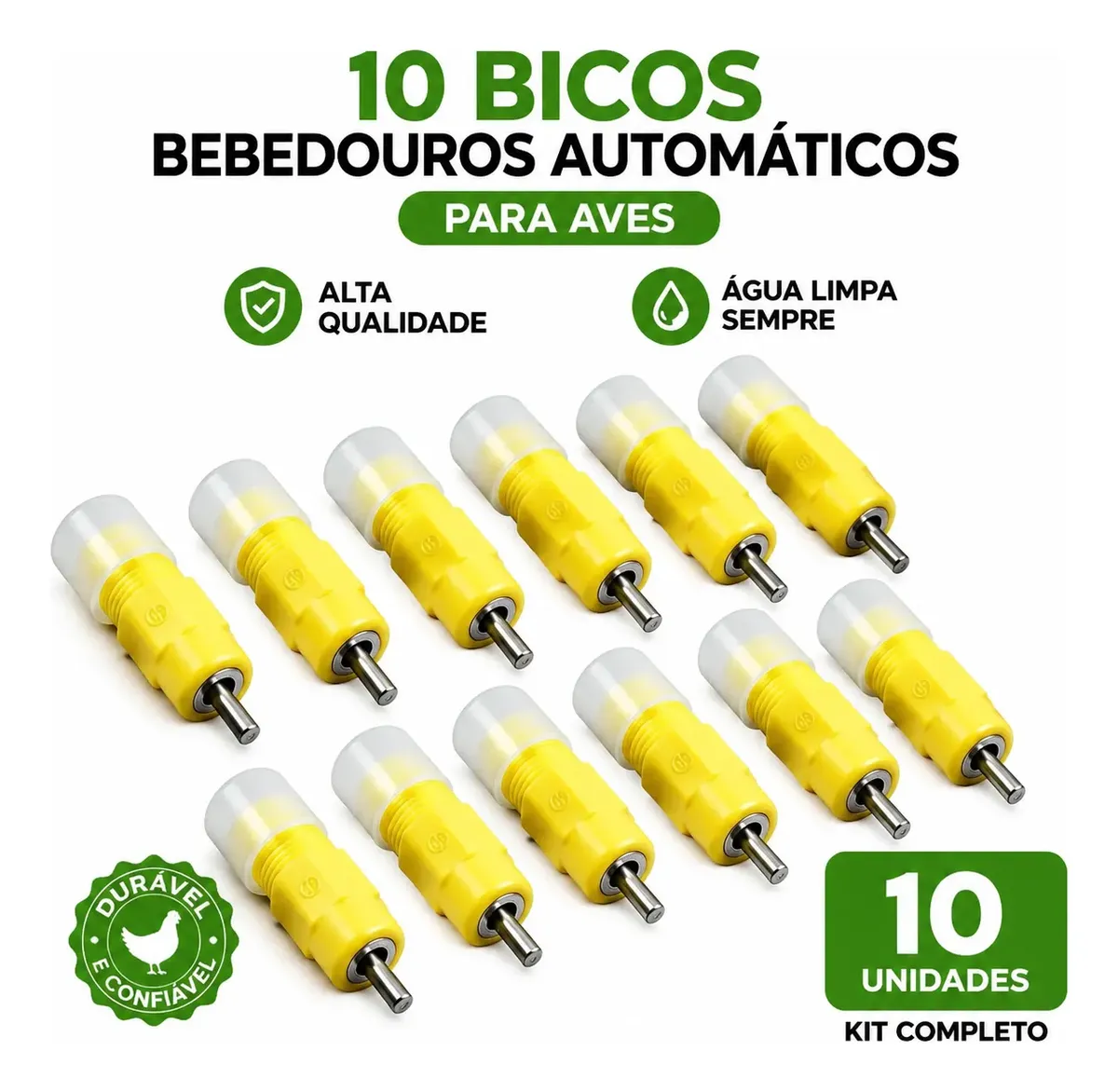 30 Unid Bebedouro Automático Tipo Niple Amarelo Para Aves