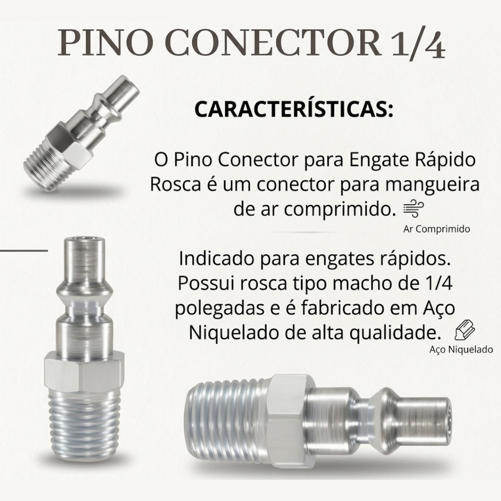Kit 2 Engate Rapido Fêmea 1/4 E 9 Pinos Fêmea Rosca 1/4