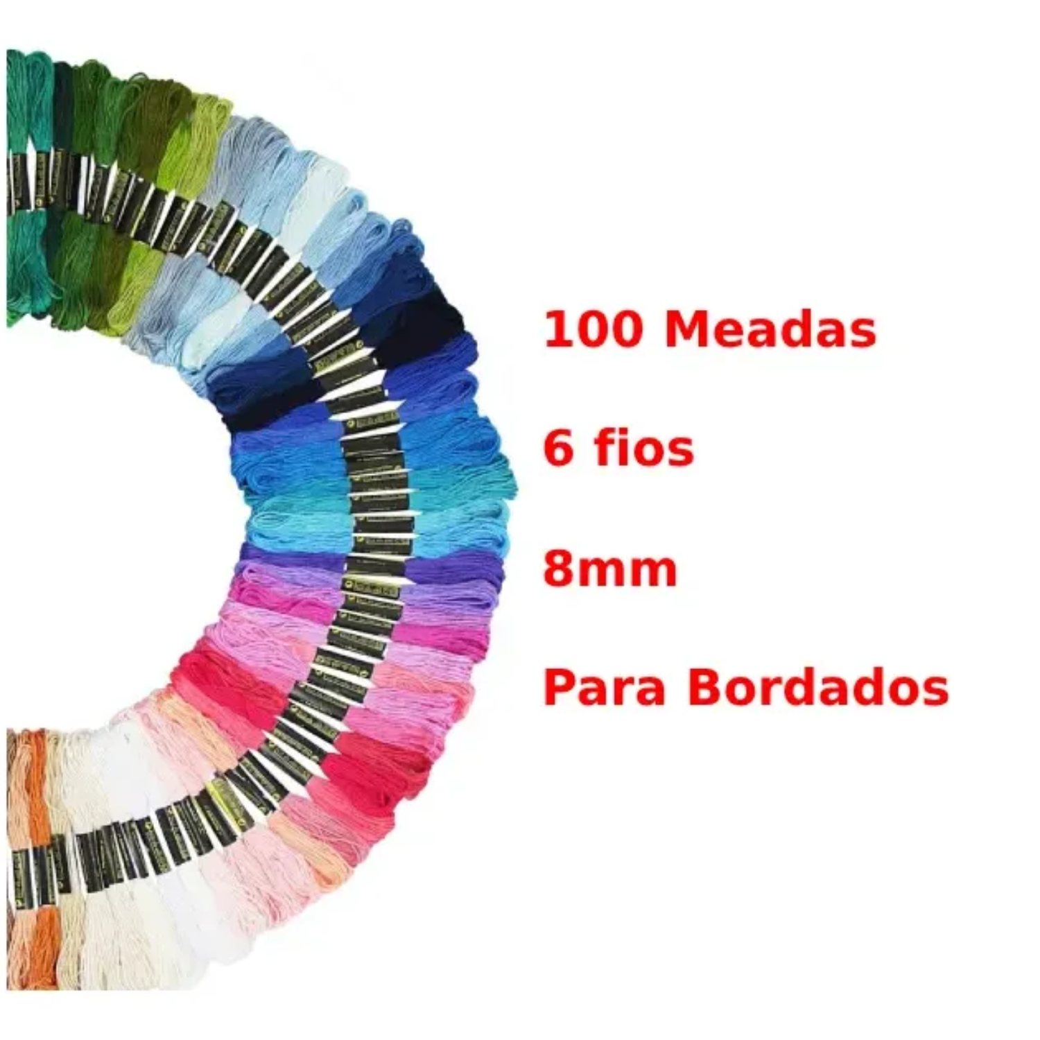 100 Meadas De Linha Colorida Para Ponto Cruz E Bordado