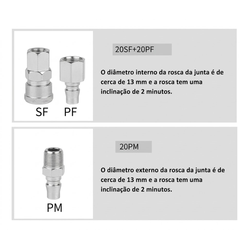Kit 2 Engate Rapido Fêmea 1/4 E 9 Pinos Fêmea Rosca 1/4