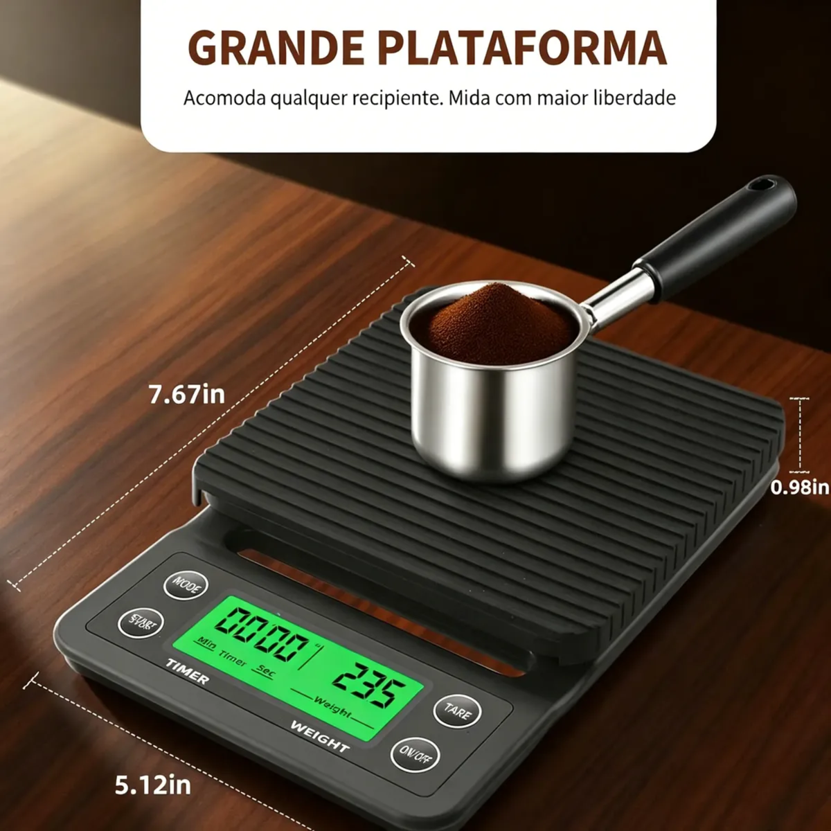 Balança Digital Café Grão 5kg 0.1g C/ Cronômetro P/ Barista