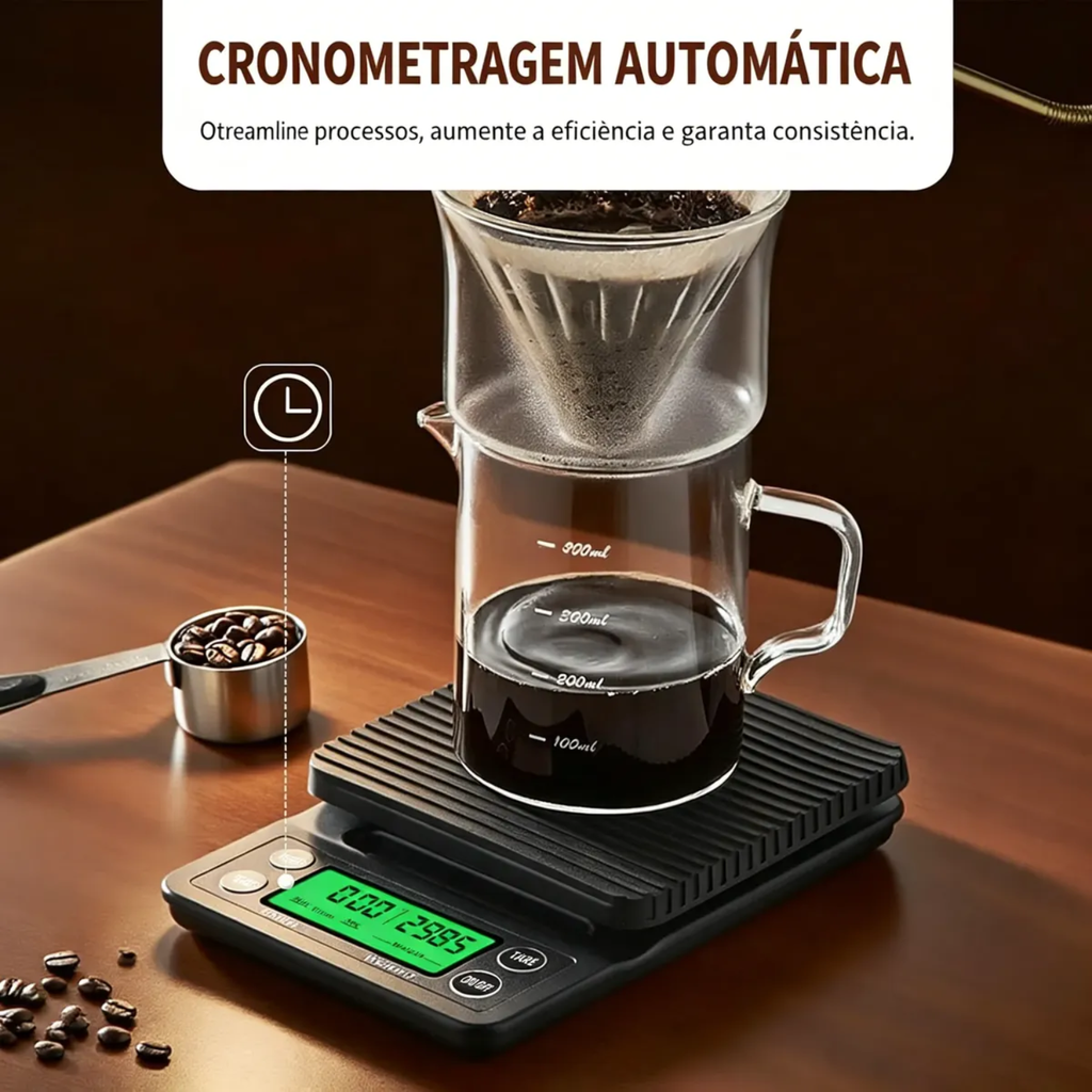 Balança Digital Café Grão 5kg 0.1g C/ Cronômetro P/ Barista