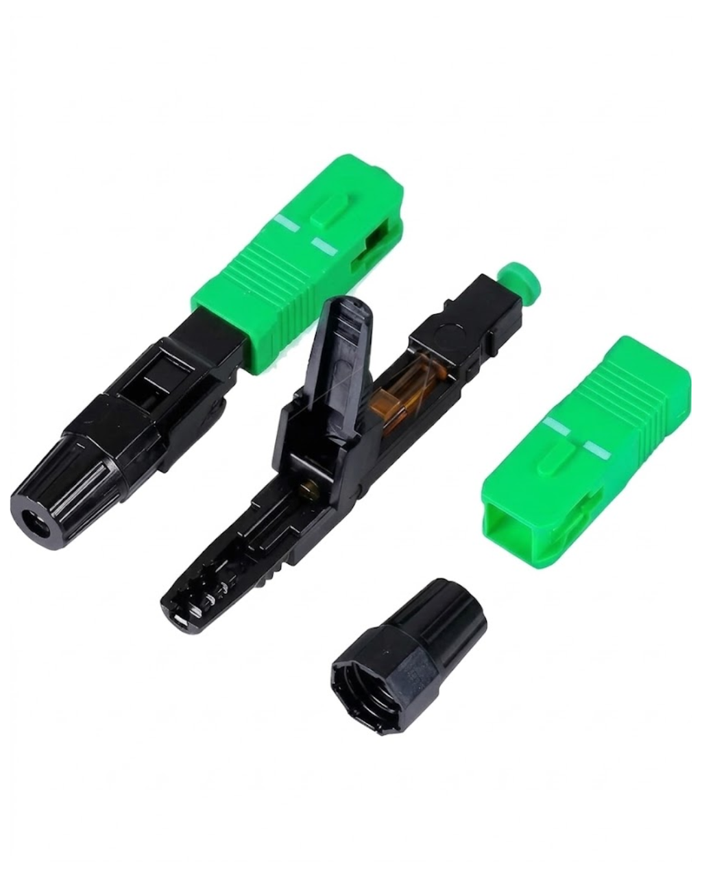 10 Peças Conector Fast Rápido Ftth Sc Apc Verde Reutilizável