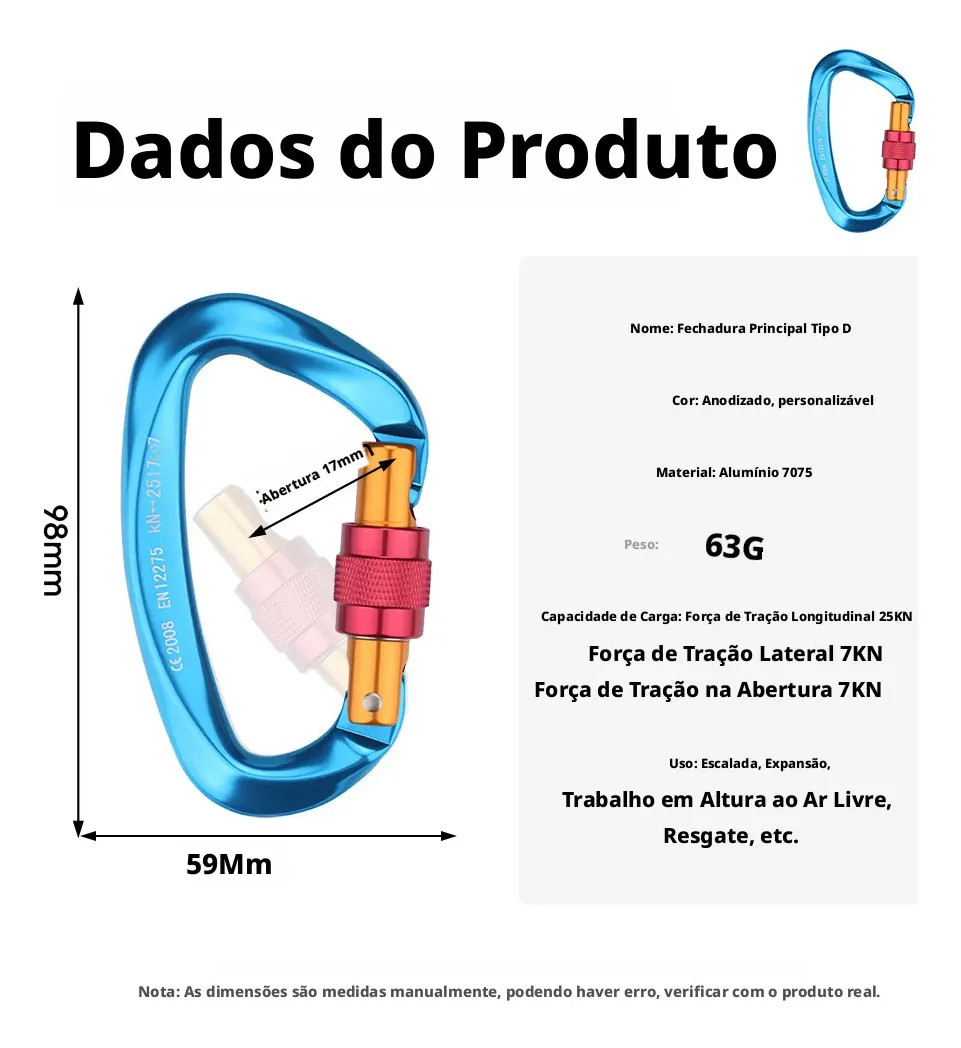 Fechamento Principal Em Alumínio 25kn Para Escalada