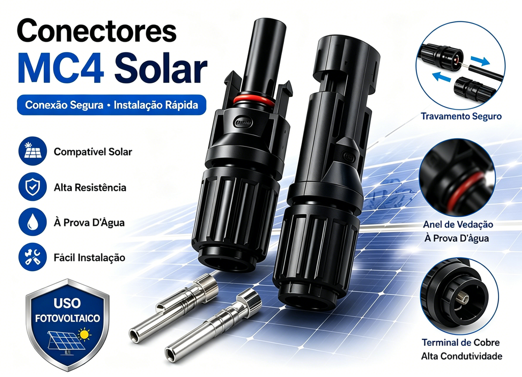 Conector Mc4 Para Painel Solar Fotovoltaico 10 Pares