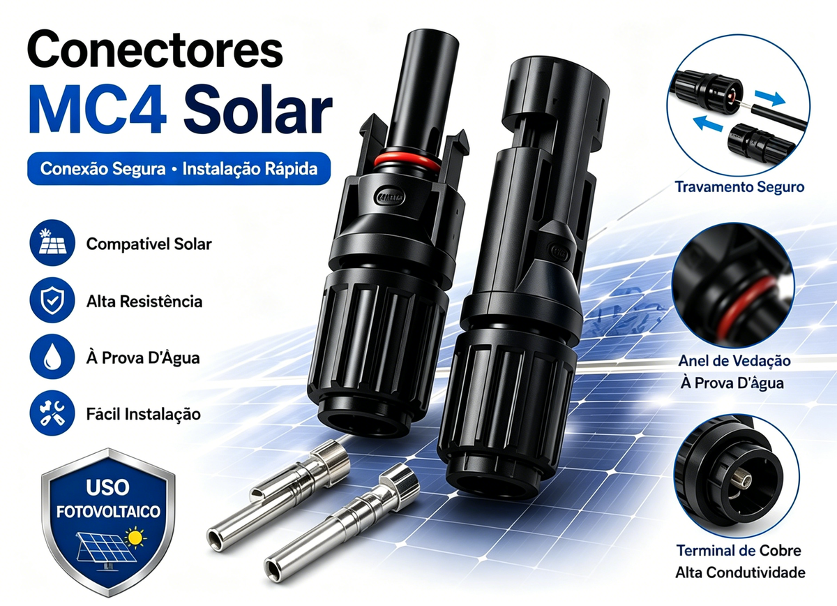 Conector Mc4 Para Painel Solar Fotovoltaico 10 Pares