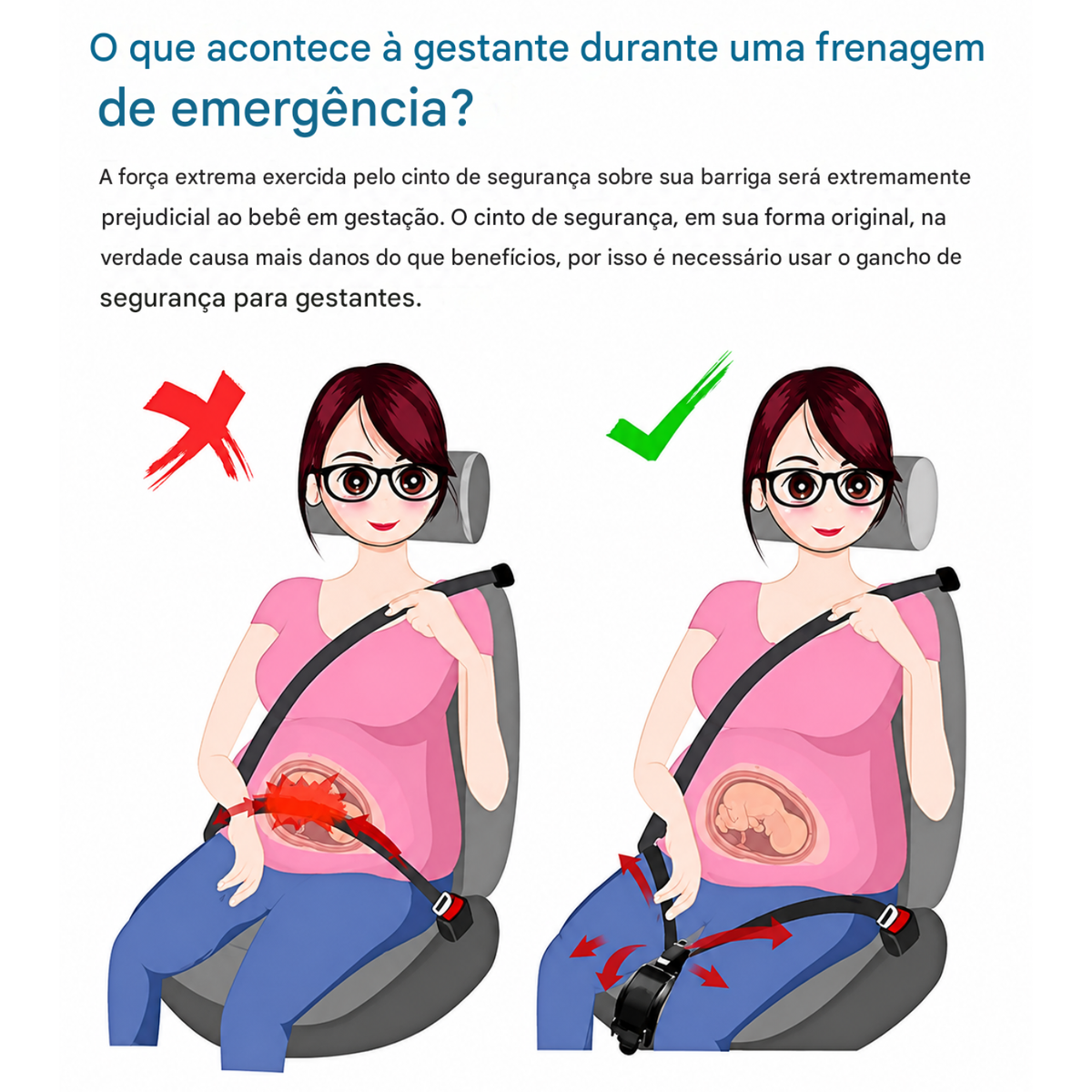 Cinto Segurança Preto P/ Gestante Grávida Bebê Adaptador