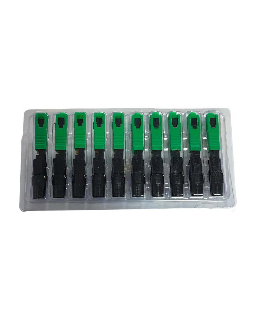 10 Peças Conector Fast Rápido Ftth Sc Apc Verde Reutilizável