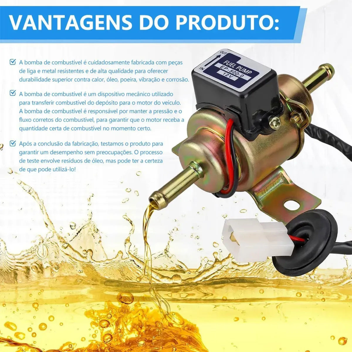 Bomba Combustível 12v Gasolina Diesel Álcool Baixa Pressão
