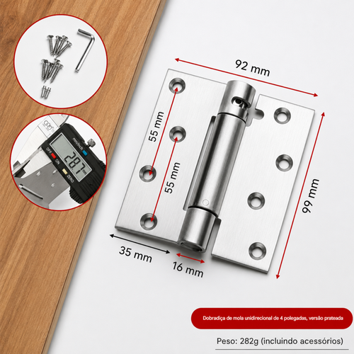 2 Peça Dobradiça Porta Madeira Rolamento 3x3.5 Inox Escovado
