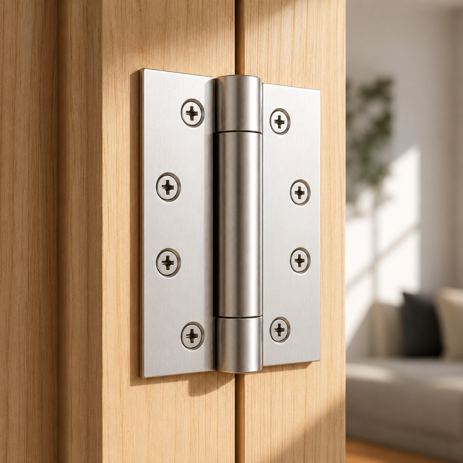 2 Peça Dobradiça Porta Madeira Rolamento 3x3.5 Inox Escovado