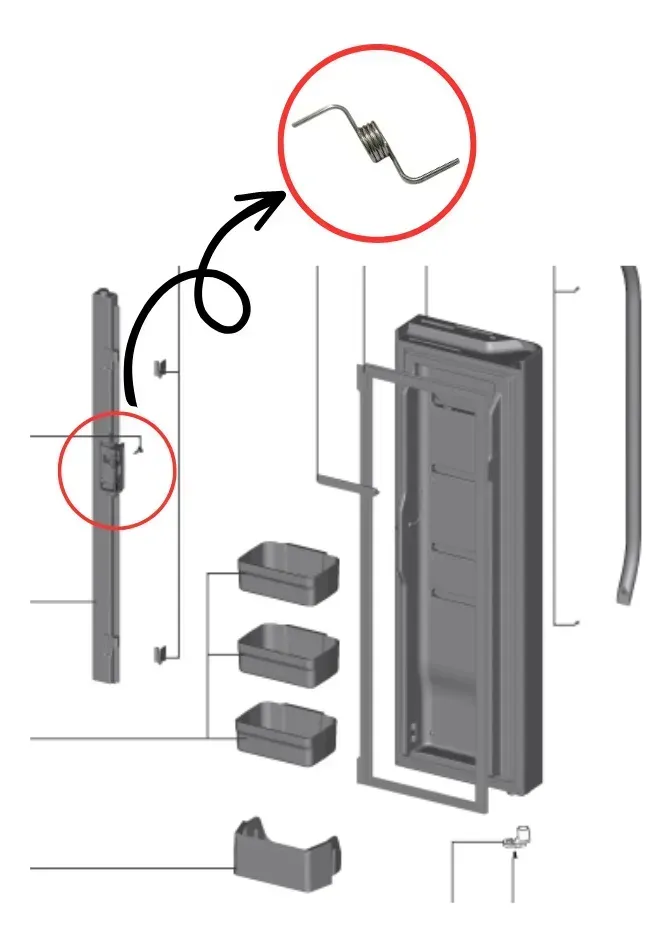 Mola Porta Esquerda Geladeira Dm83x Dm84x Dm85x Dm86x Dm86v