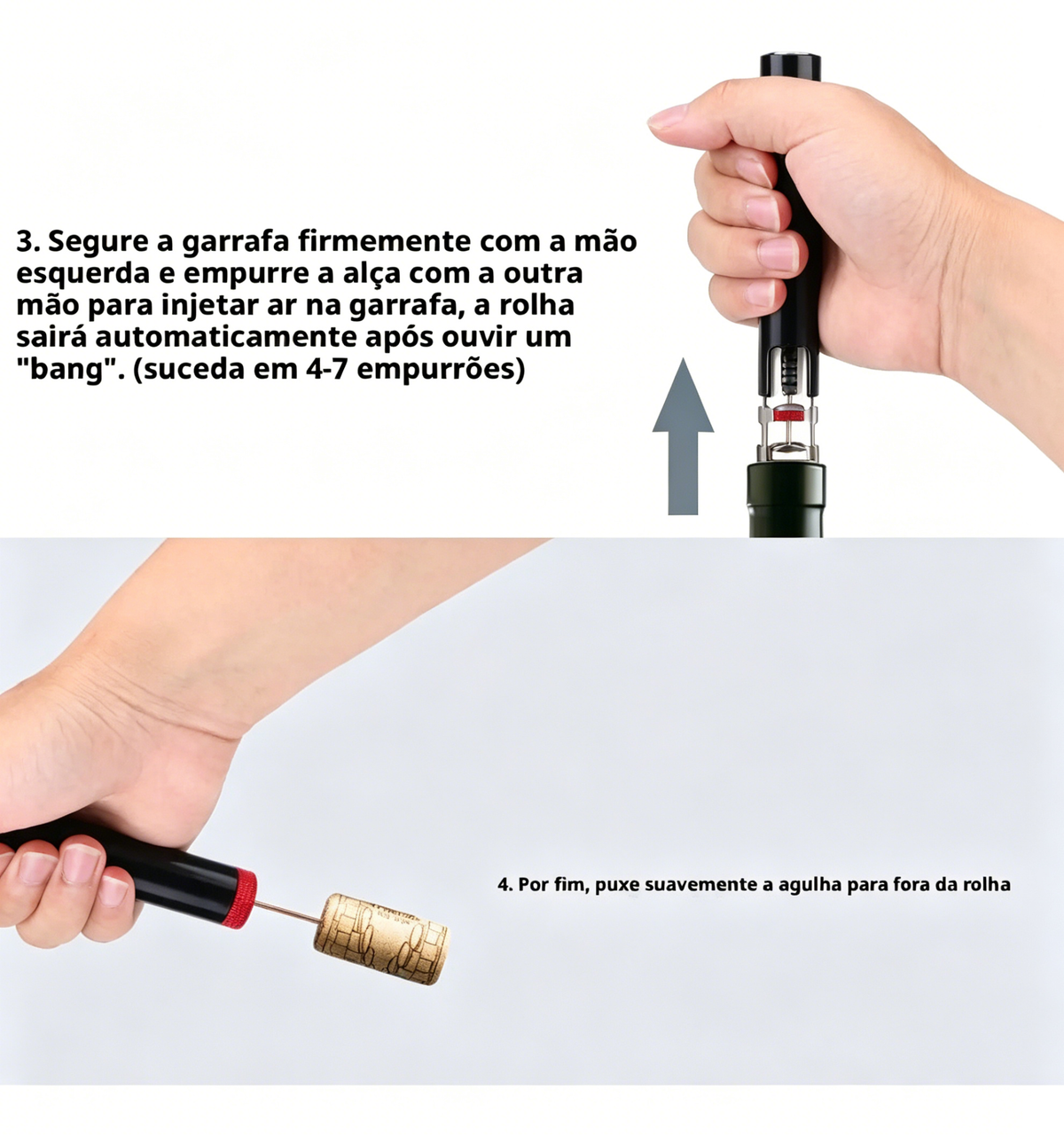 Saca Rolha Abridor Vinho Pneumático Bomba Ar Pressão Agulha
