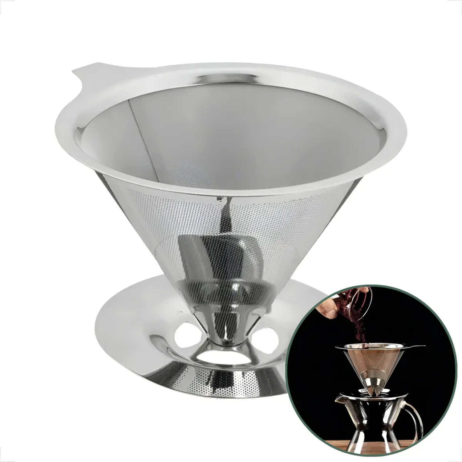 Coador Café Inox 106 Reutilizável Sem Filtro Pour Over Aço